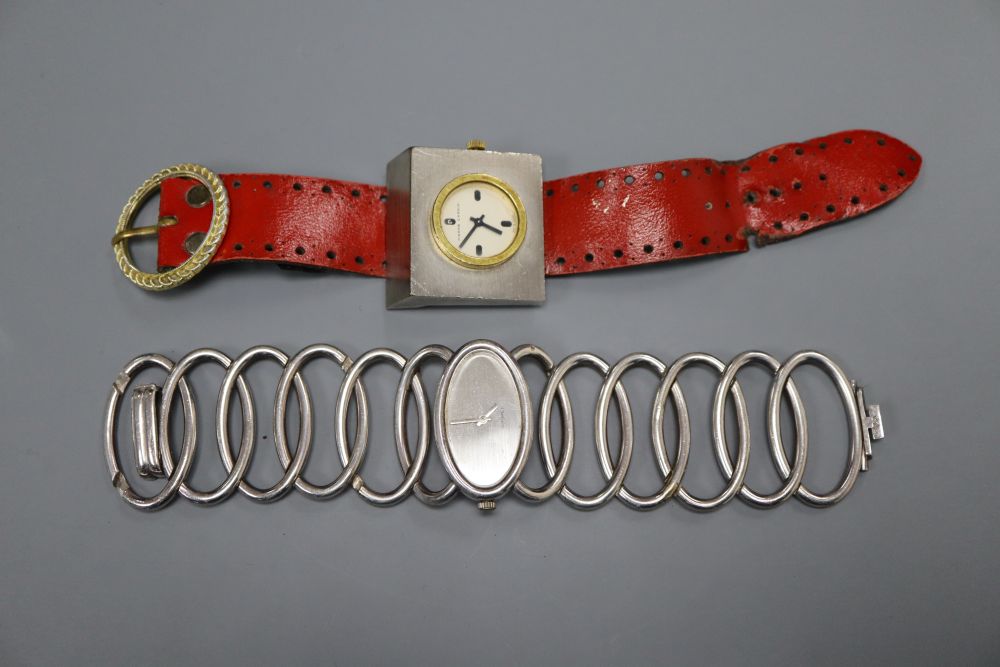 A ladys Pierre Cardin Jaeger vintage wristwatch and another watch.